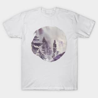 Watercolor forest in purple and grey T-Shirt